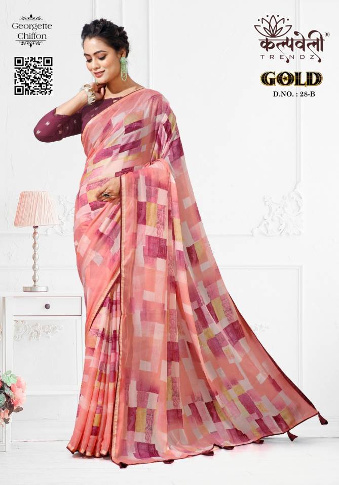 Gold 28 By Kalpatru Georgette Chiffon Printed Sarees Wholesale Online